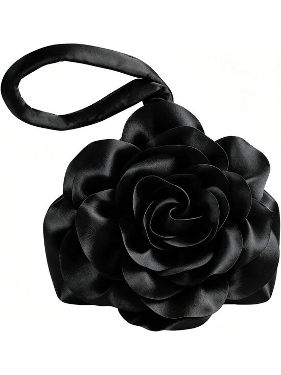 Handbags - 👜Women's Black Flower Satin Triangle Evening Clutch Wristlet Purses Bag